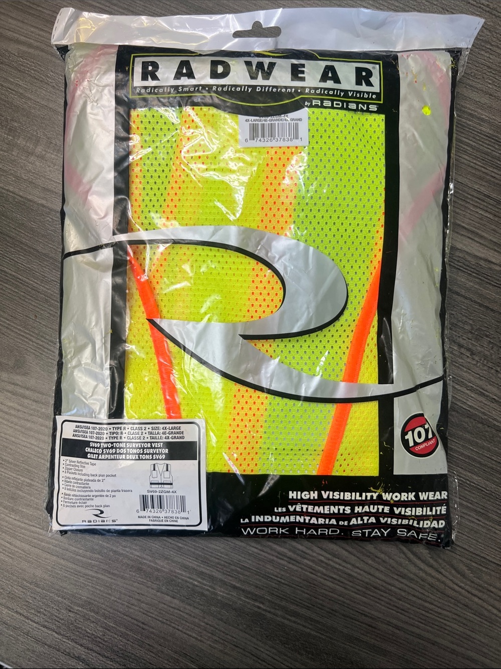 Radians Radwear SV69 Two-Tone Surveyor High Visibility Safety Vest 4X-Large NIP